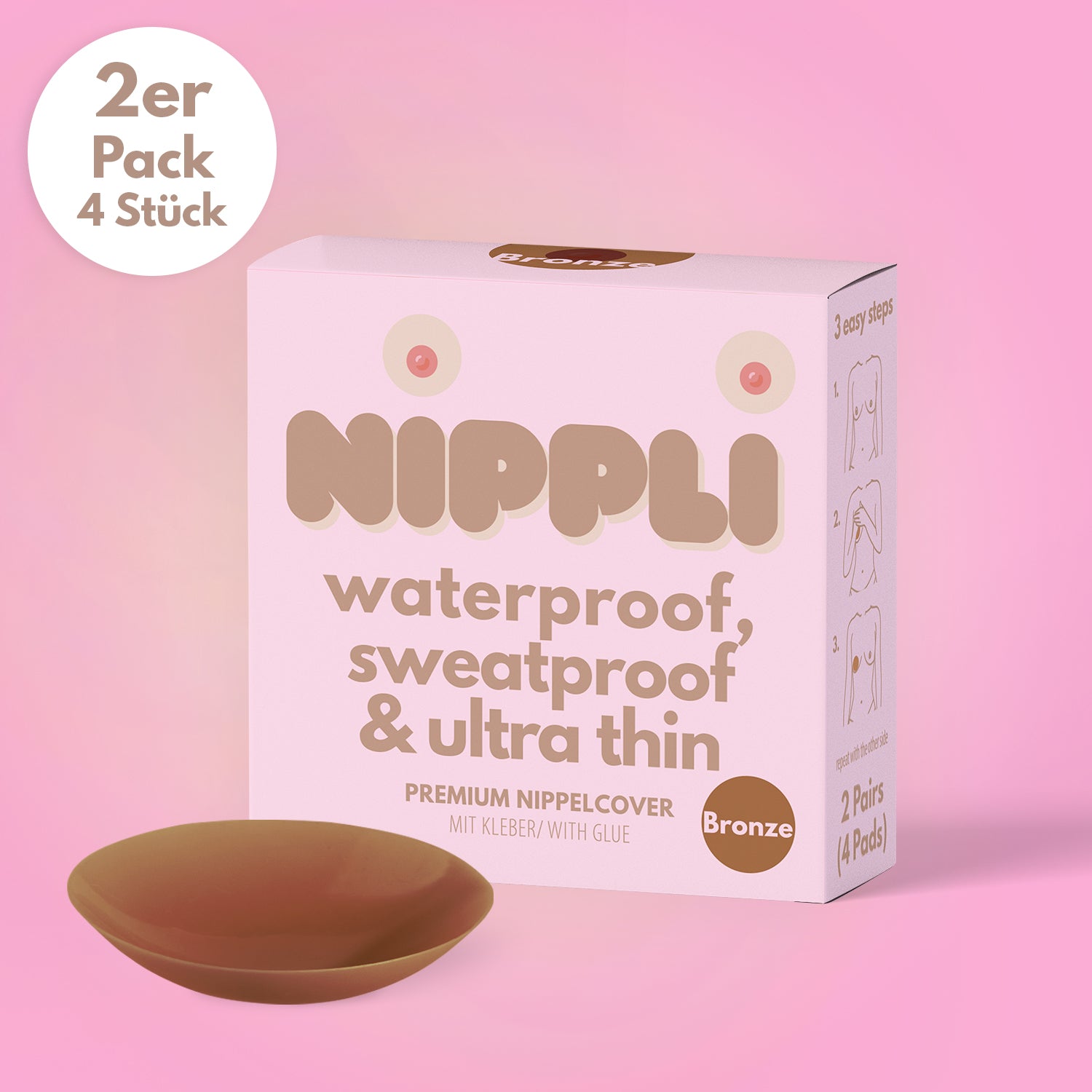 4-Pack Mixed Nipple Covers, Self-Adhesive + with Glue