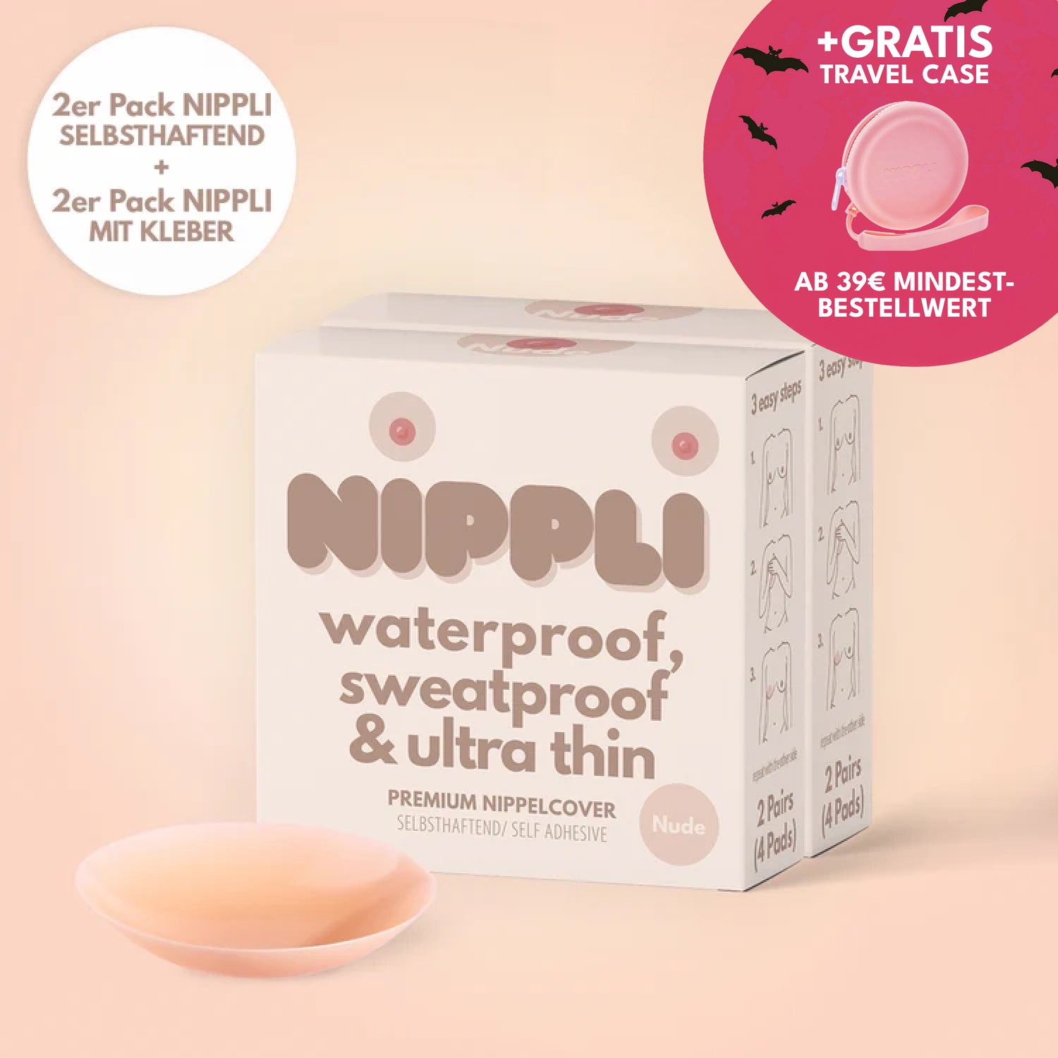 4er Mix Pack Nippelcover selbsthaftend + mit Kleber