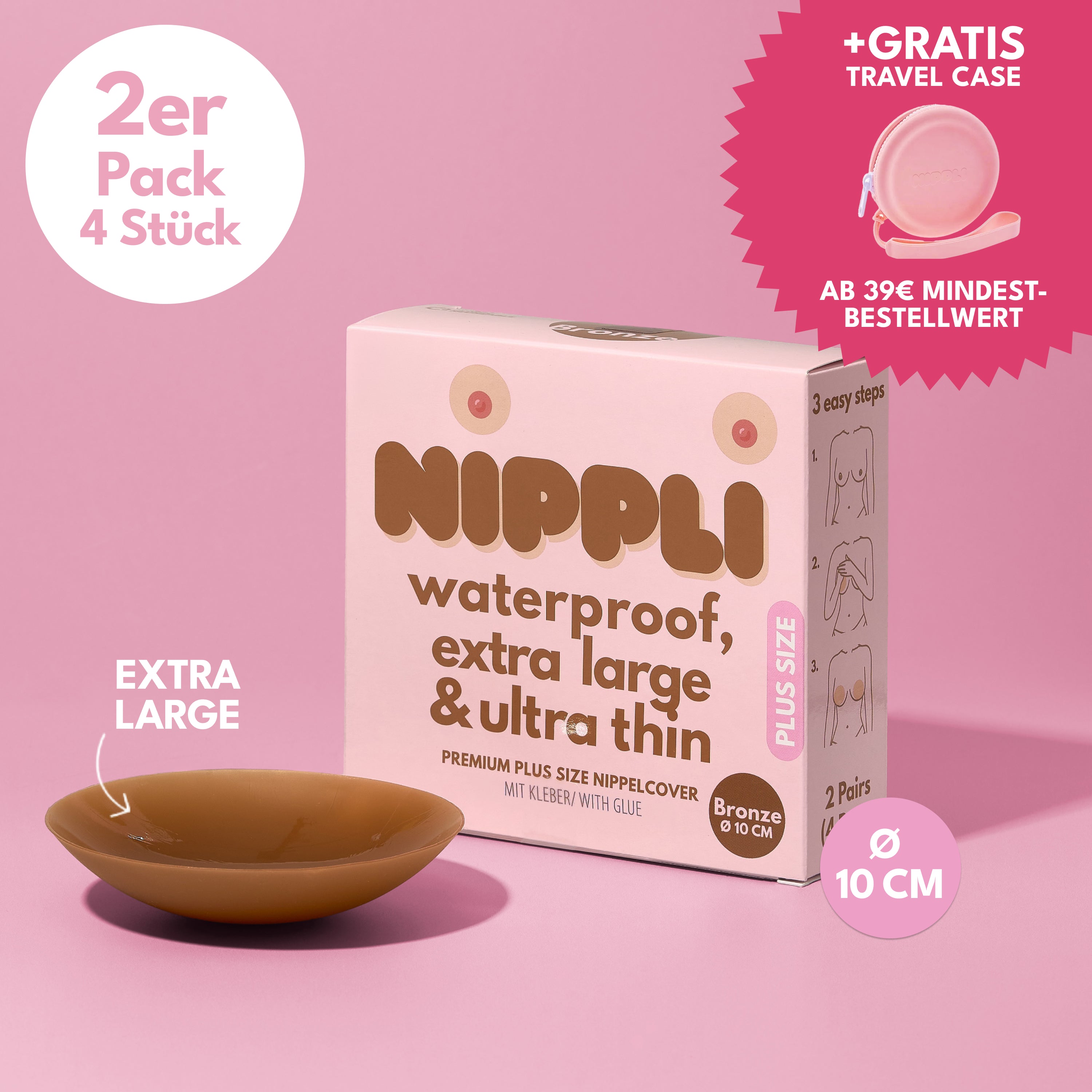 Copricapezzoli taglie forti confezione doppia COLORE Bronzo (2 paia) 4 pezzi.