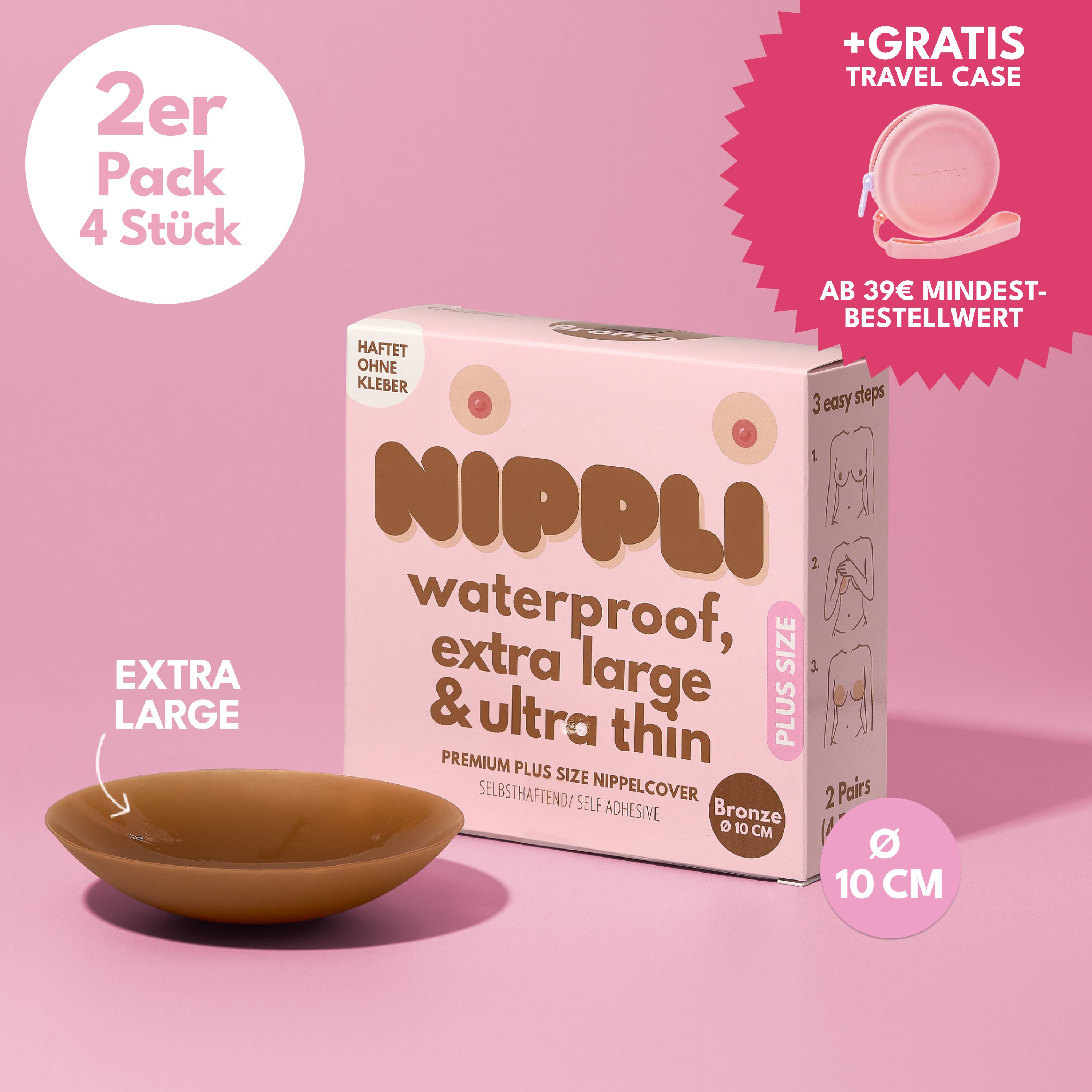 Copricapezzoli taglie forti confezione doppia COLORE Bronzo (2 paia) 4 pezzi.