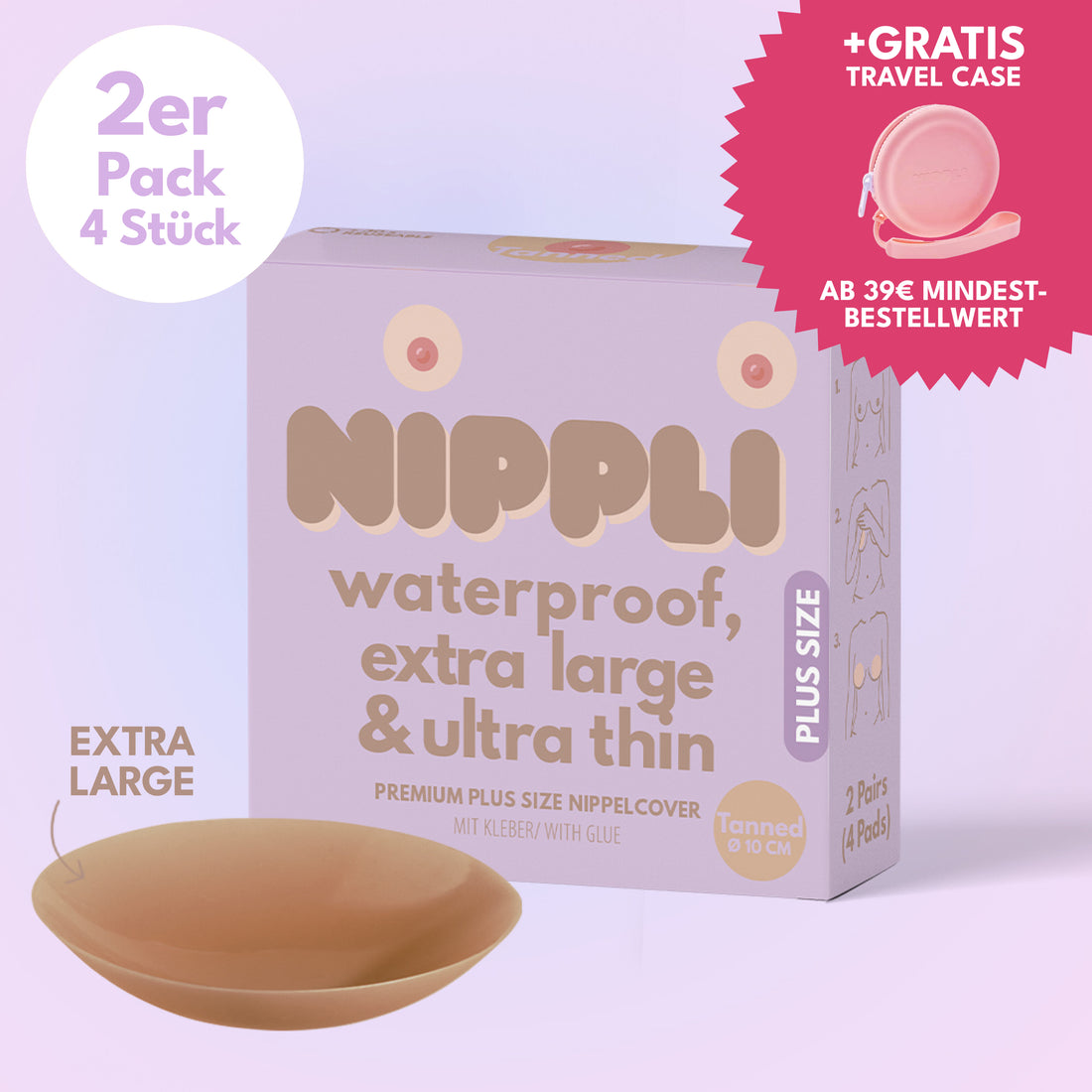 Doppel Pack Plus Size Nippelcover COLOR Tanned (2 Paar) 4 St.