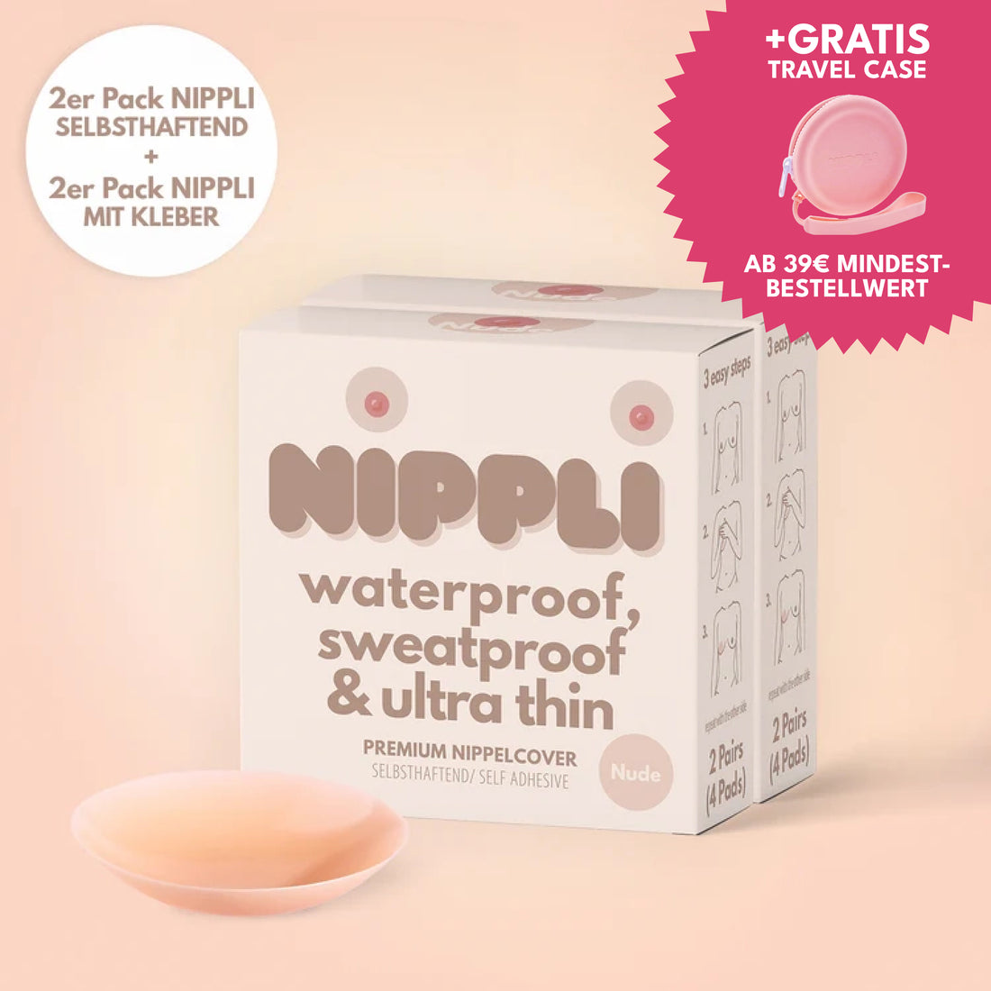 4-Pack Mixed Nipple Covers, Self-Adhesive + with Glue