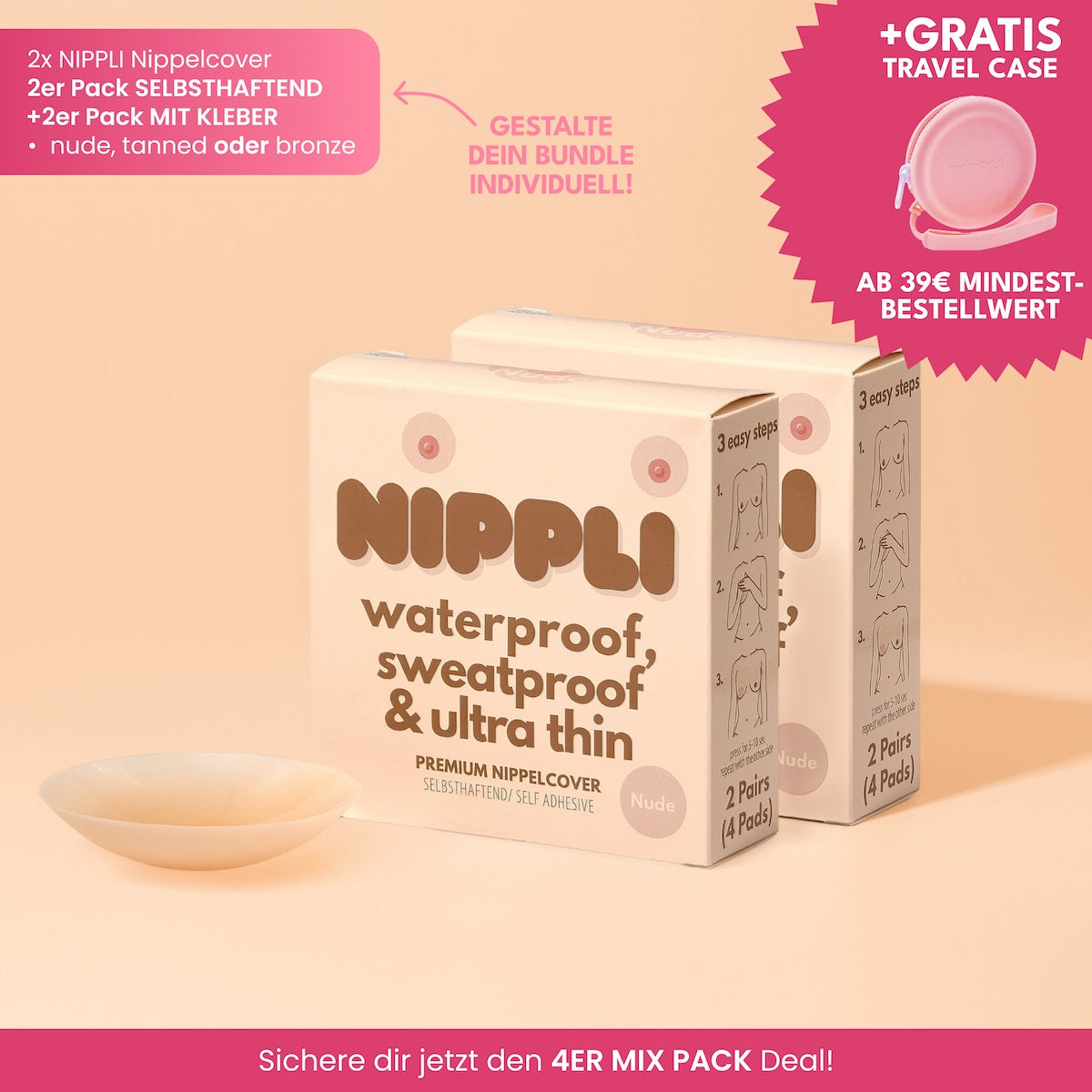 4er Mix Pack Nippelcover selbsthaftend + mit Kleber