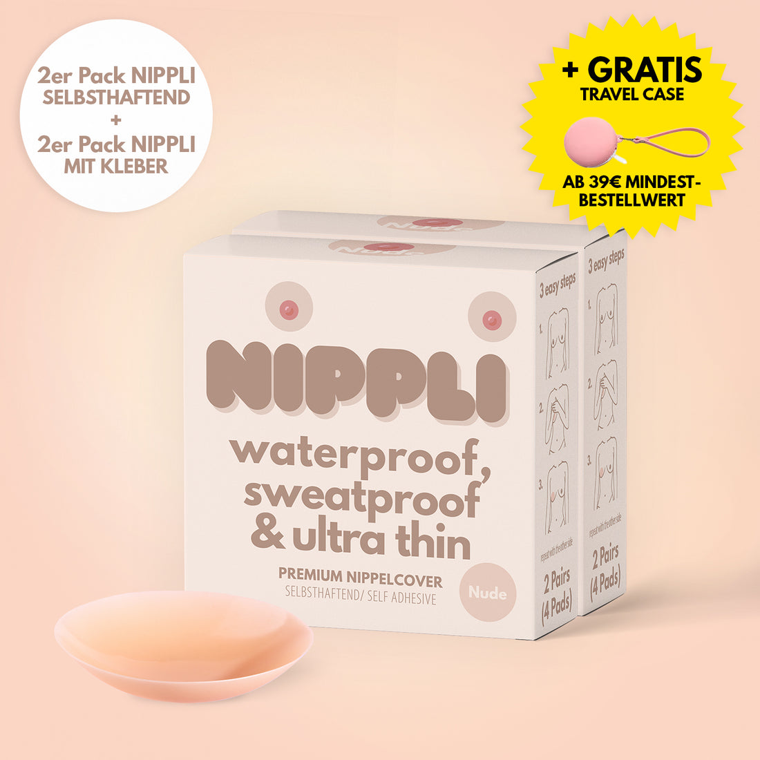 4er Mix Pack Nippelcover selbsthaftend + mit Kleber