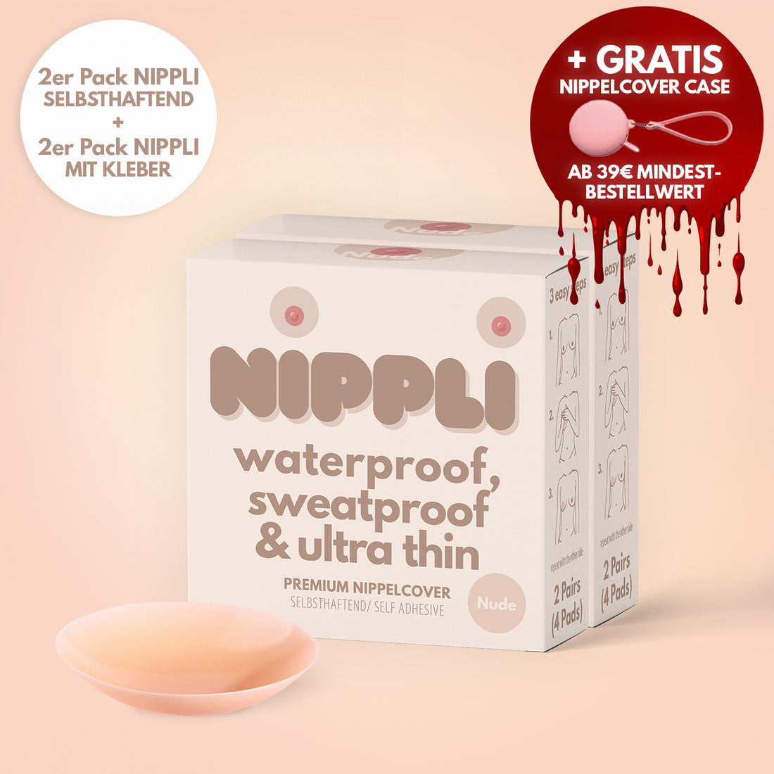 4er Mix Pack Nippelcover selbsthaftend + mit Kleber