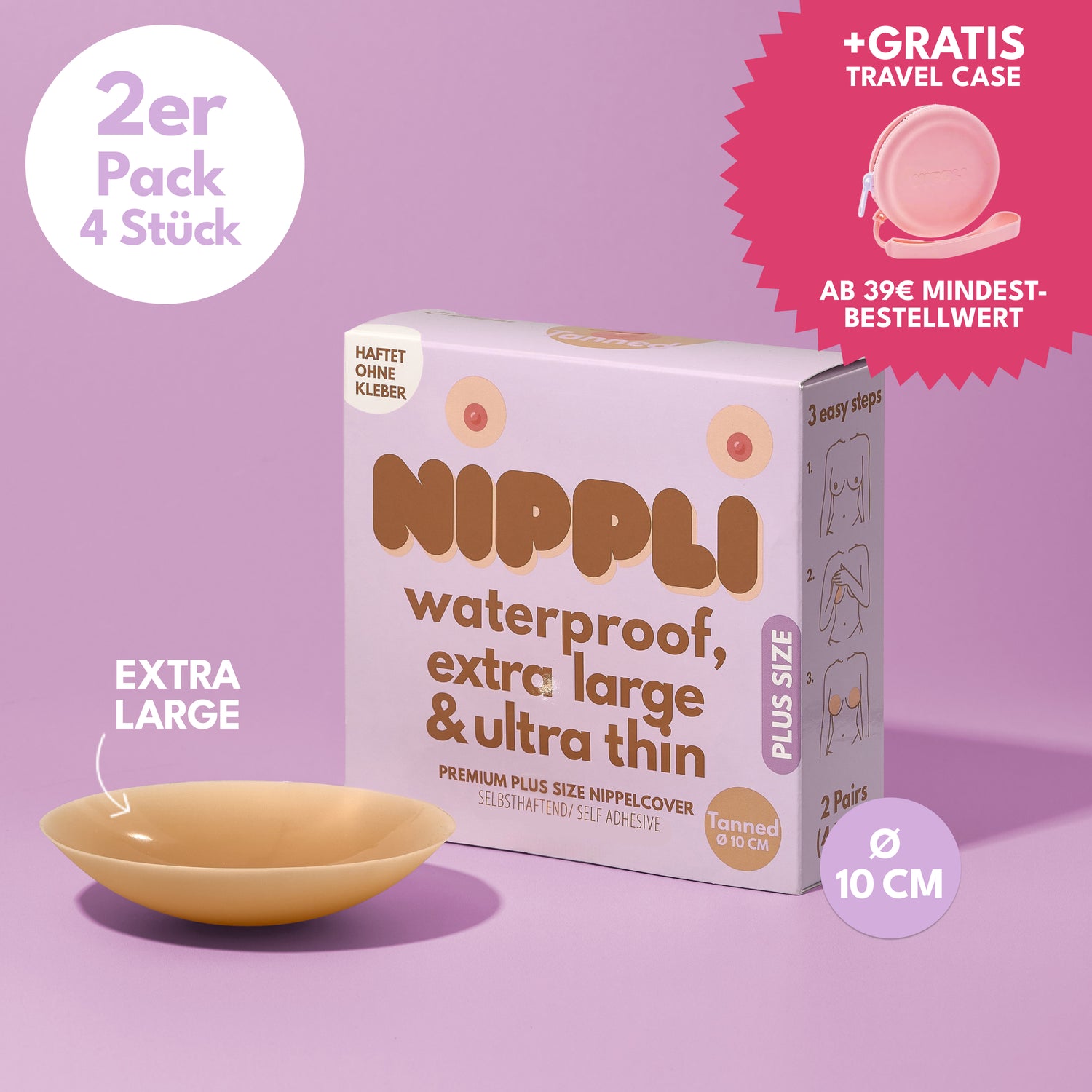 Copricapezzoli taglie forti confezione doppia COLORE Abbronzato (2 paia) 4 pezzi.