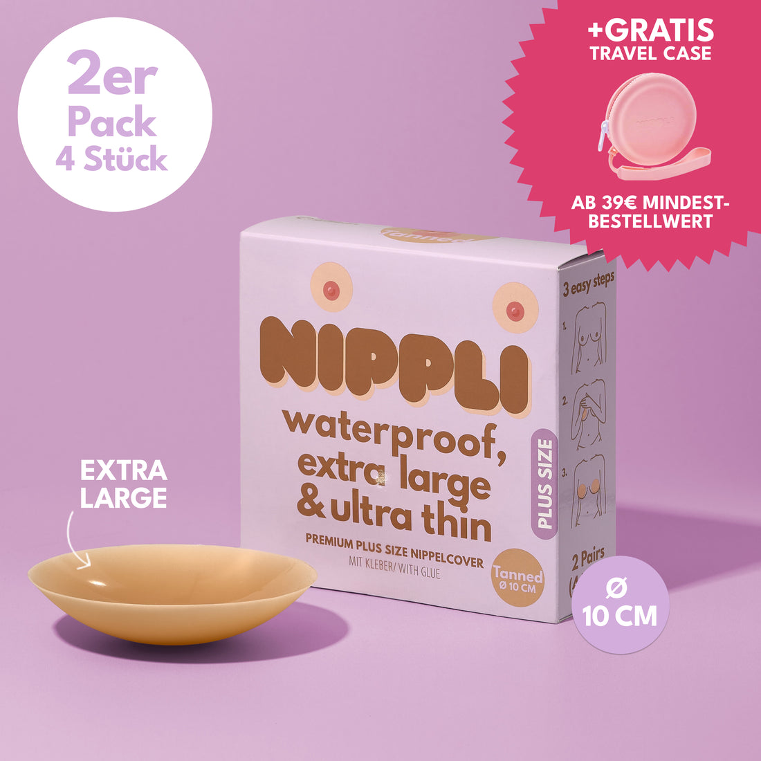 Lot de 2 cache-tétons grande taille COULEUR bronzée (2 paires) 4 pièces.