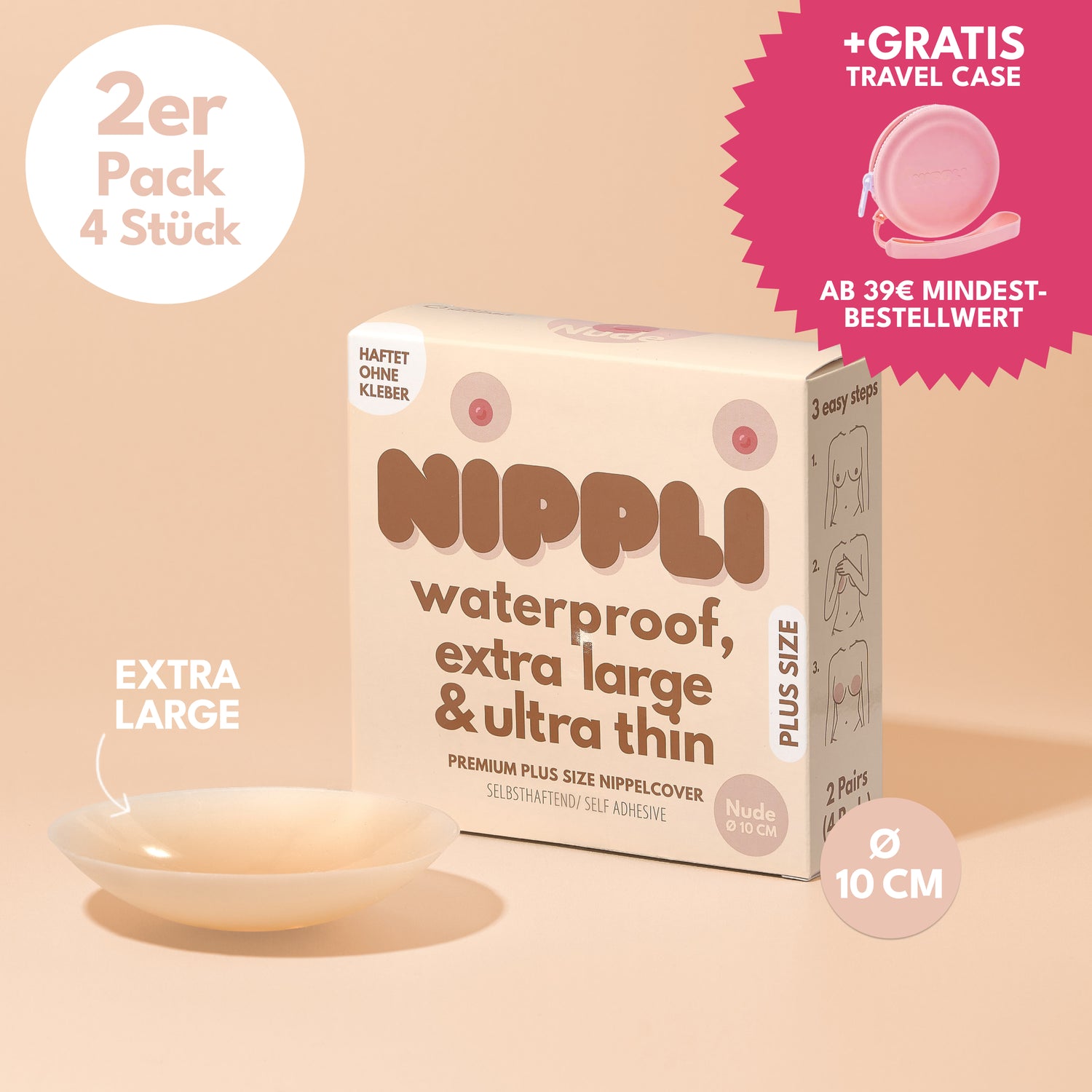 Lot de 2 cache-tétons grande taille COULEUR NUDE (2 paires) 4 pièces.