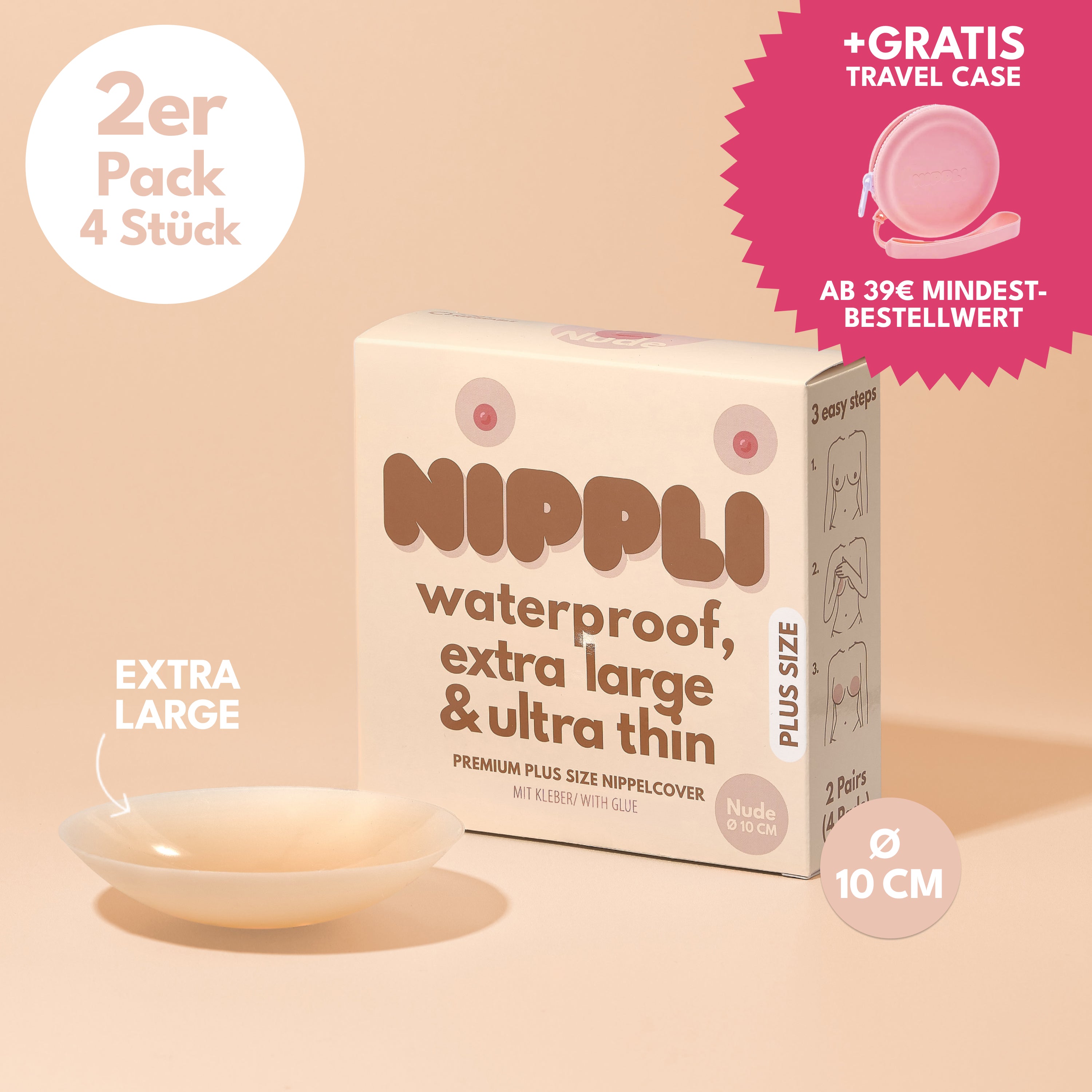 Lot de 2 cache-tétons grande taille COULEUR NUDE (2 paires) 4 pièces.